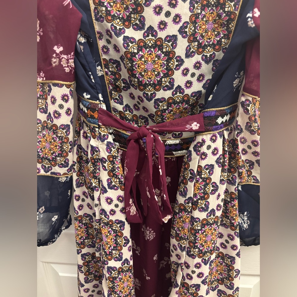 Anthropologie Maeve Quartier Latin Embroidered Patchwork Velvet Dress - Picture 5 of 6